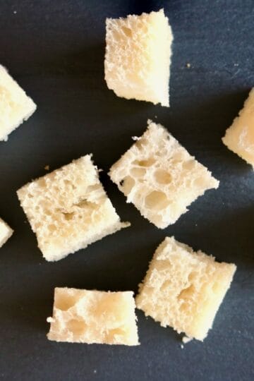 Bread cubes.