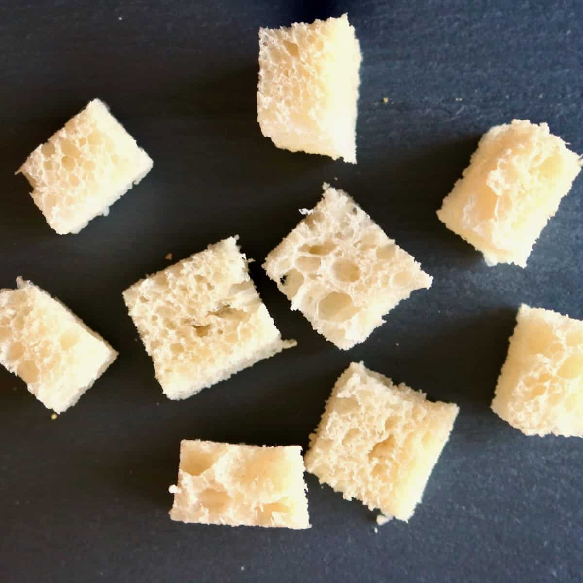 Bread cubes.