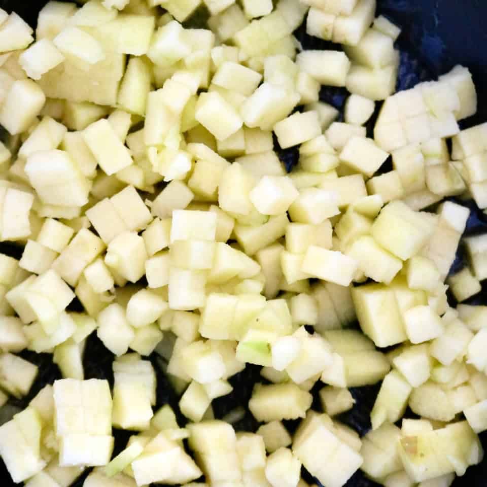 Diced apples.