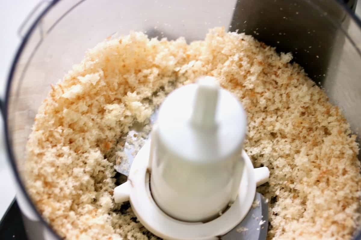 Fine breadcrumbs in food processor.