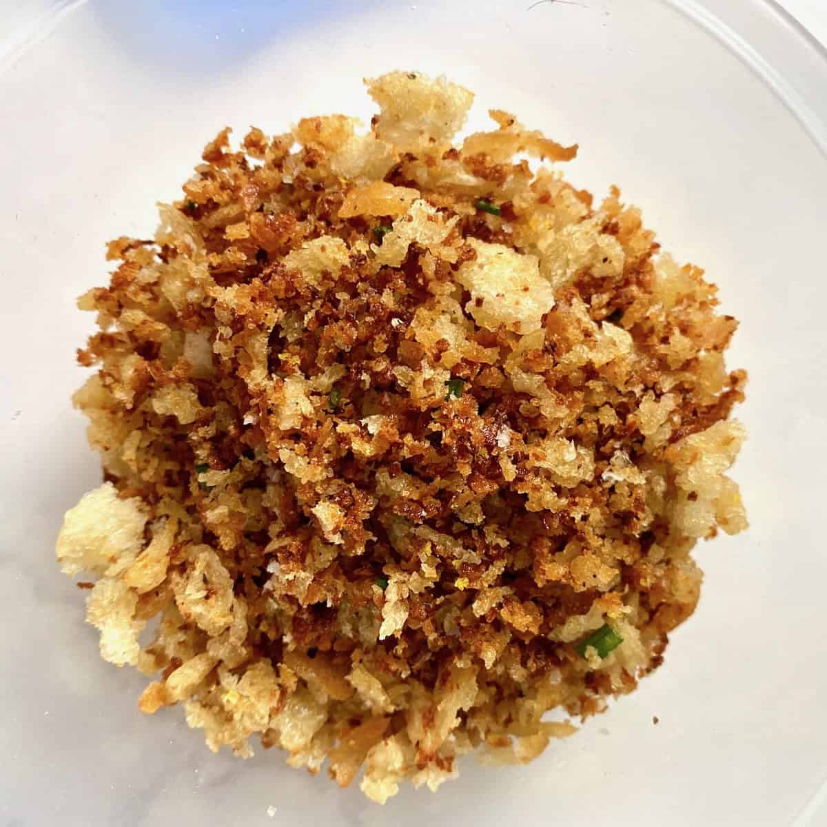 What to do with stale bread? Make toasted breadcrumbs.