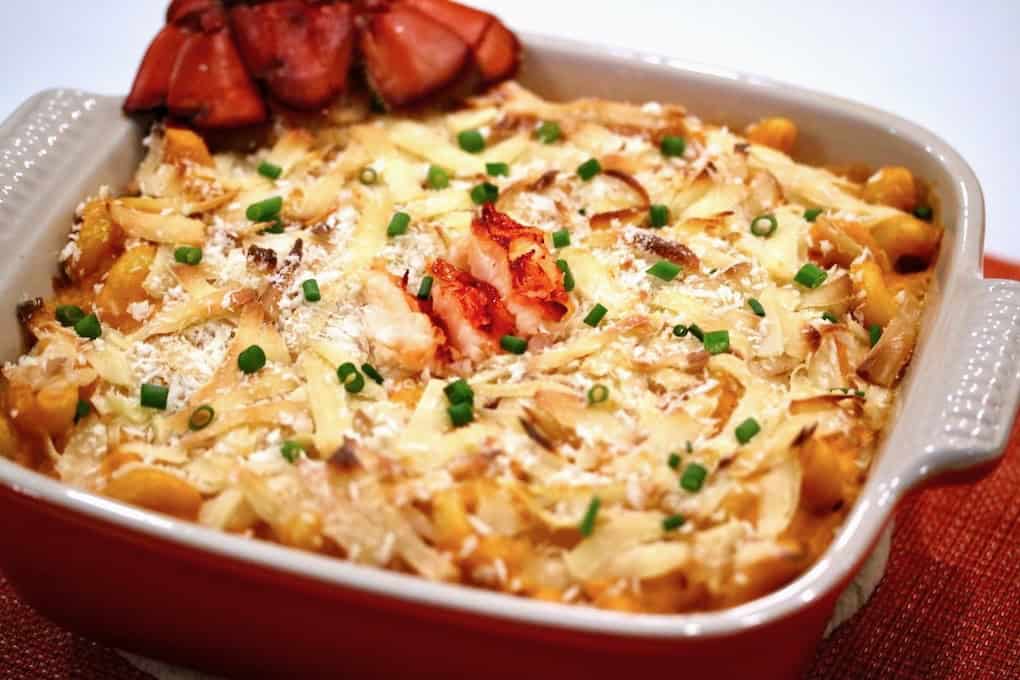 Fresh lobster macaroni and cheese.