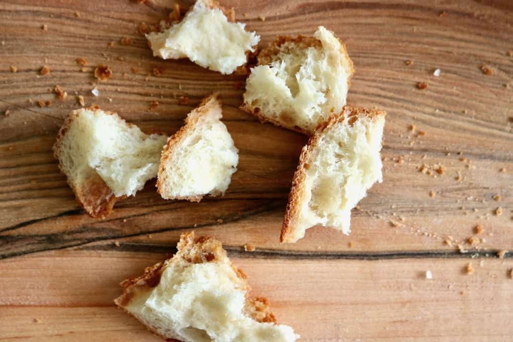 Torn bread.