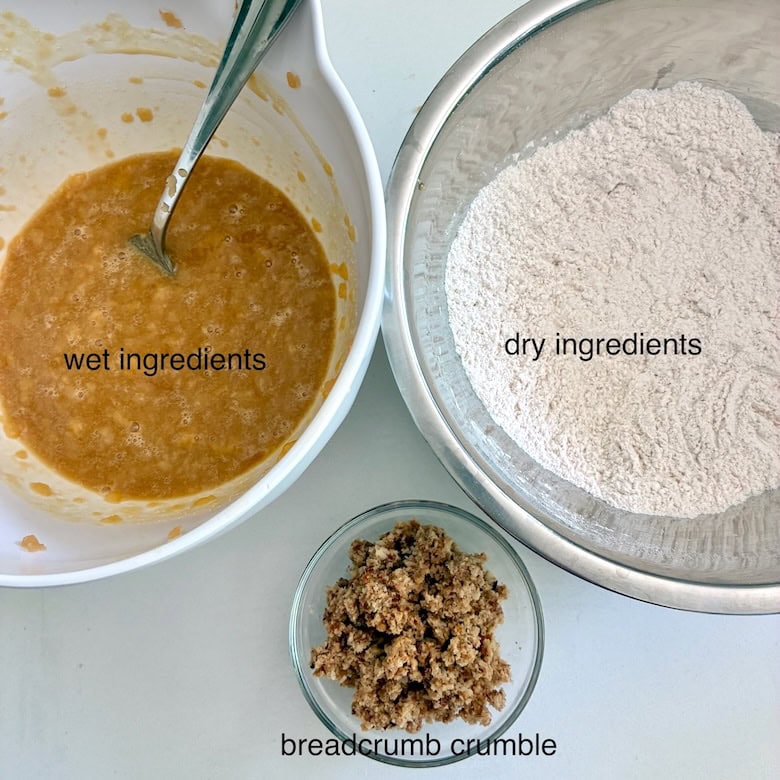 Three bowls of ingredients.