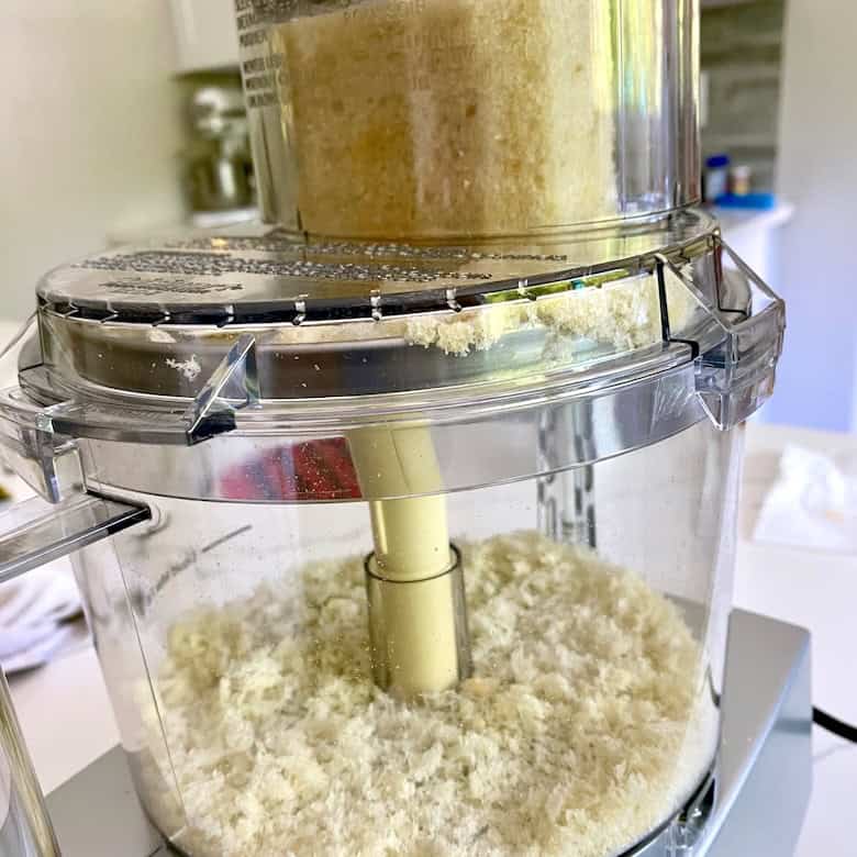 Making panko breadcrumbs in a food processor.