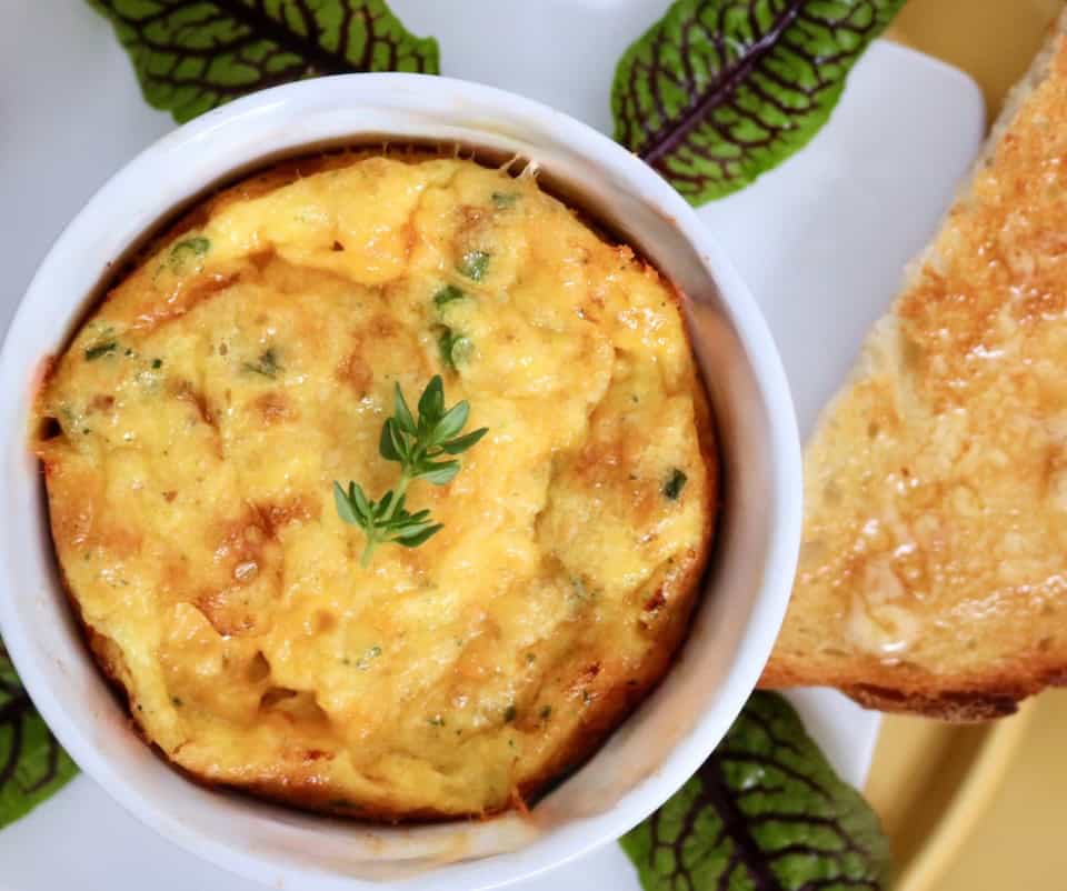 Frittata with toast and herbs.