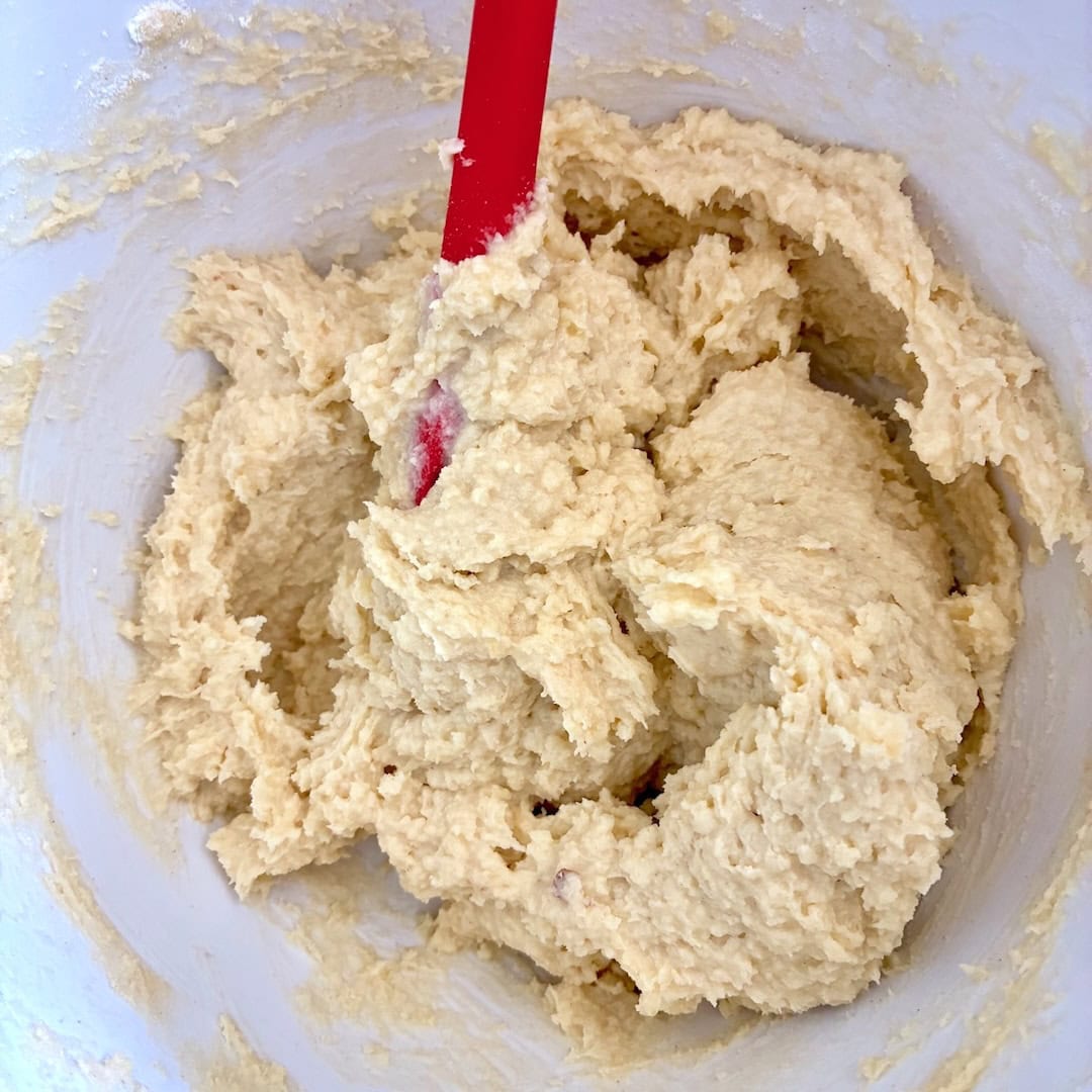 Cake batter in a bowl.