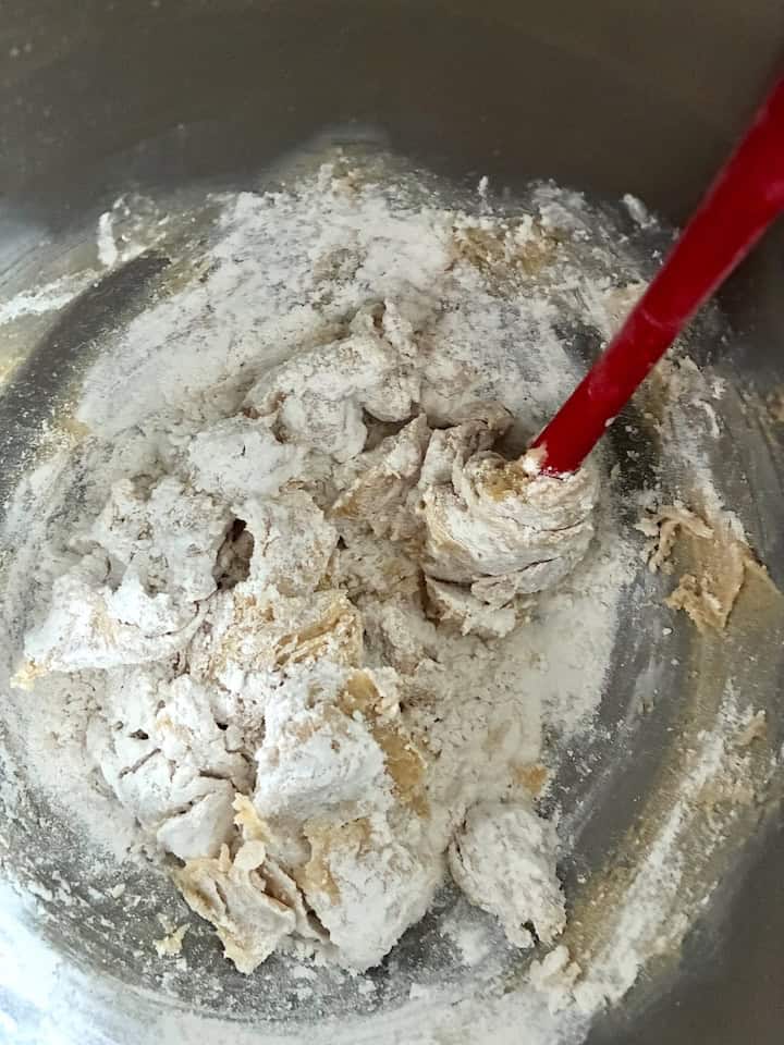 Mixing cookie dough.