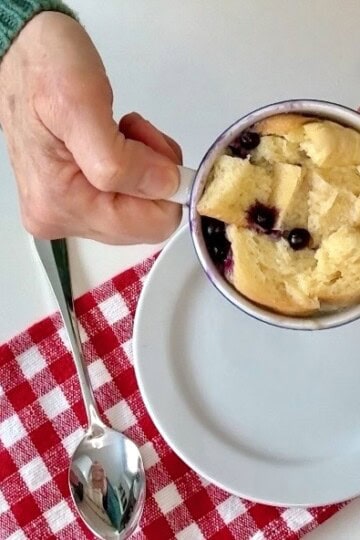 Microwave mug bread pudding.