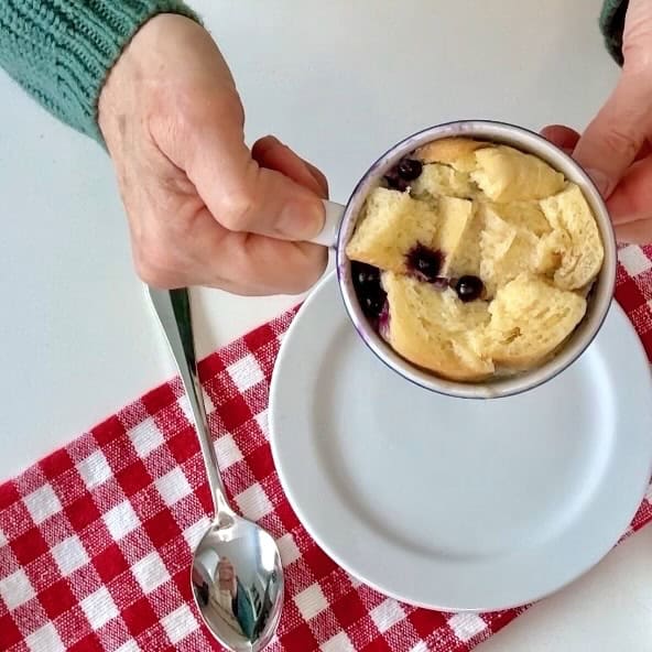 Microwave mug bread pudding.