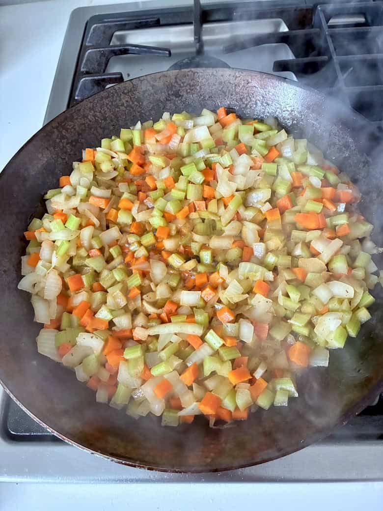 Sautéing vegetables.